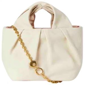 Staud- white/cream cross body leather bag with gold chain
